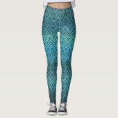 Zwart Chevron patroon met Gradient Blue Leggings (Voorkant)