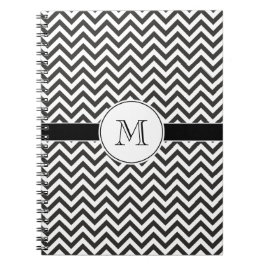 Zwart Chevron Stripes Monogram Notitieboek