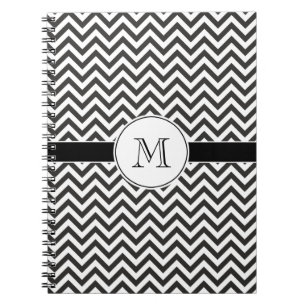 Zwart Chevron Stripes Monogram Notitieboek