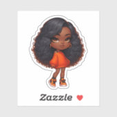  zwart chibi meisje in sinaasappel sticker (Vel)