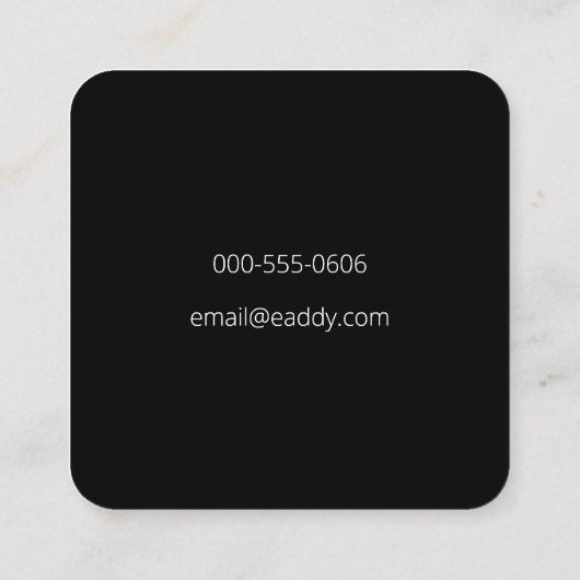 Zwart Chic Elegant Wit Script Gepersonaliseerde na Vierkante Visitekaartje (Achterkant)