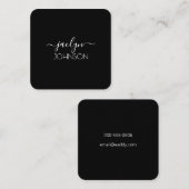 Zwart Chic Elegant Wit Script Gepersonaliseerde na Vierkante Visitekaartje (Voorkant / Achterkant)