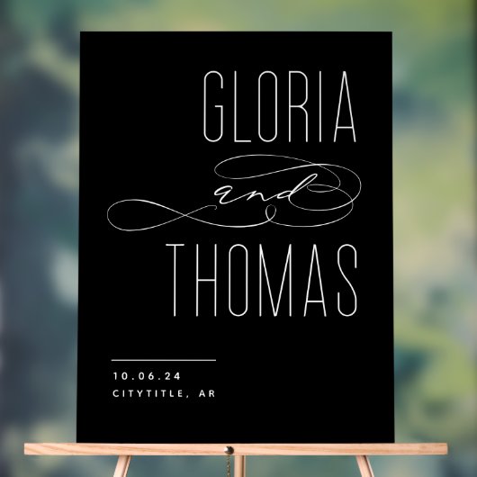 Zwart Chic Modern Minimalistisch Bruiloft Welkom Acryl Bord (Neutraal)