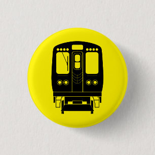Zwart Chicago "L" profiel op gele achtergrond Ronde Button 3,2 Cm