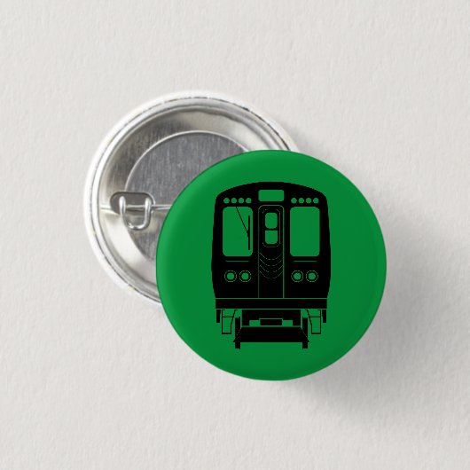 Zwart Chicago "L" profiel op groene achtergrond Ronde Button 3,2 Cm (Voorkant /achterkant)