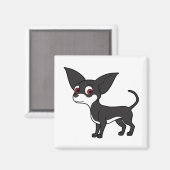 Zwart Chihuahua met witte markeringen Magneet (Voorkant / Achterkant)