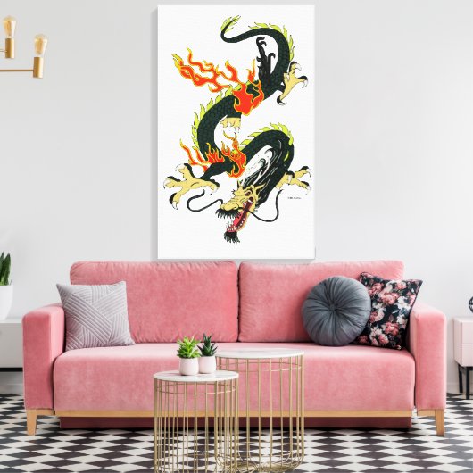 Zwart Chinees Drakencanvas Canvas Afdruk (Insitu (Woonkamer))