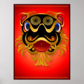 Zwart-Chinees Poster met gouddrakengezicht (Voorkant)