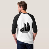 Zwart Chinees Sponstijl Sailing Ship Baseball T-sh T-shirt (Achterkant volledig)