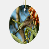 Zwart-Chinese Hummingbird in vlucht Keramisch Ornament (Rechts)