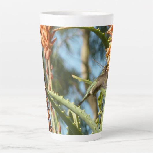 Zwart-Chinese Hummingbird in vlucht Latte Mok (Voorkant)