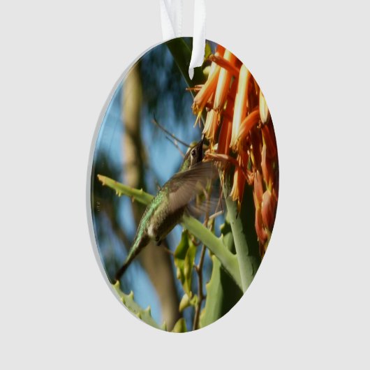 Zwart-Chinese Hummingbird in vlucht Ornament (voorkant)