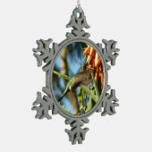 Zwart-Chinese Hummingbird in vlucht Tin Sneeuwvlok Ornament (Links)