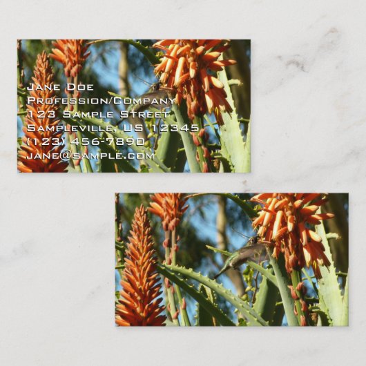 Zwart-Chinese Hummingbird in vlucht Visitekaartje (Voorkant / Achterkant)