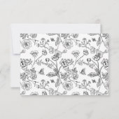 Zwart Chinoiserie Bruiloft QR Code RSVP-kaart Kaart (Achterkant)