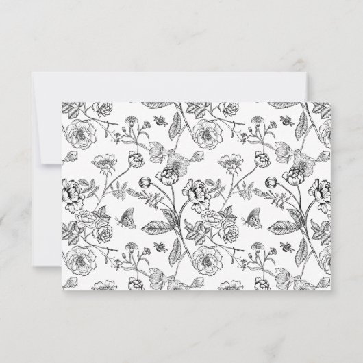 Zwart Chinoiserie Bruiloft QR Code RSVP-kaart Kaart (Achterkant)