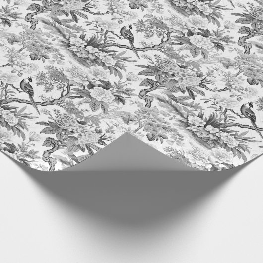 Zwart chinoiserie porselein bruiloft inpakpapier (Hoek)