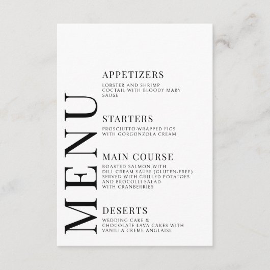 Zwart chinoiserie porselein bruiloft menu kaarten (Voorkant)