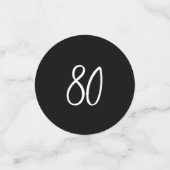 Zwart chique belettering 80e verjaardag partij fot confetti (Kleine voorkant)