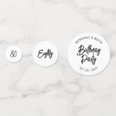 Zwart chique belettering 80e verjaardag partij fot confetti (Voorkanten)