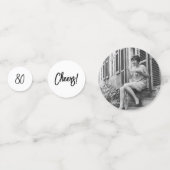 Zwart chique belettering 80e verjaardag partij fot confetti (Achterkanten)