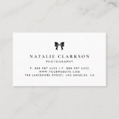 Zwart chique lint boog minimalistisch visitekaartje (Achterkant)