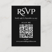 Zwart Chique Moderne RSVP QR code bruiloft Informatiekaartje (Voorkant)