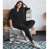 Zwart chique stijlvol geruit patroon monogram leggings