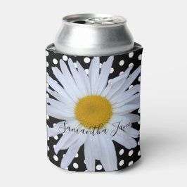 Zwart Chique Wit Polka Dots Daisy Custom Blikjeskoeler