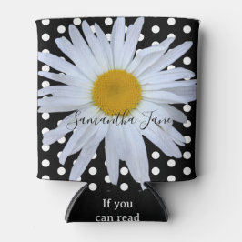 Zwart Chique Wit Polka Dots Daisy Custom Blikjeskoeler