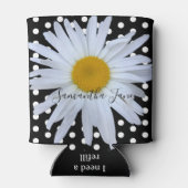 Zwart Chique Wit Polka Dots Daisy Custom Blikjeskoeler (Achterkant)