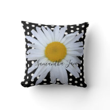 Zwart Chique Wit Polka Dots Daisy Custom