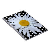 Zwart Chique Wit Polka Dots Daisy Custom Notitieboek (Rechterzijde)