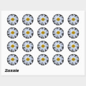 Zwart Chique Wit Polka Dots Daisy Custom Ronde Sticker (Vel)