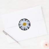 Zwart Chique Wit Polka Dots Daisy Custom Ronde Sticker (Envelop)