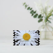 Zwart Chique Wit Polka Dots Daisy Custom Visitekaartje (Staand voorkant)