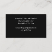 Zwart Chique Wit Polka Dots Daisy Custom Visitekaartje (Achterkant)