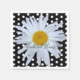Zwart Chique Wit Polka Dots Fun Daisy Custom Servet