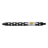 Zwart Chique Wit Polka Dots Fun Daisy Custom Zwarte Inkt Pen (Voorkant)