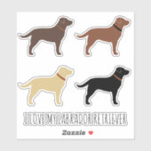Zwart Chocolade Geel en Rood Labrador Retrievers Sticker (Vel)
