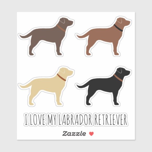 Zwart Chocolade Geel en Rood Labrador Retrievers Sticker (Vel)