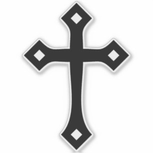 Zwart Christelijk Cross Minimal Kiss-Cut Vinyl Sticker