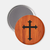 Zwart Christelijk Heilig Kruis in Houten Magneet (Voorkant / Achterkant)