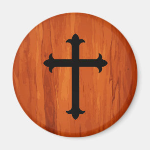 Zwart Christelijk Heilig Kruis in Wooden Magnet