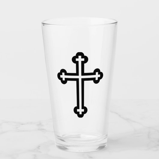 Zwart Christelijk kruis Glas (Voorkant)