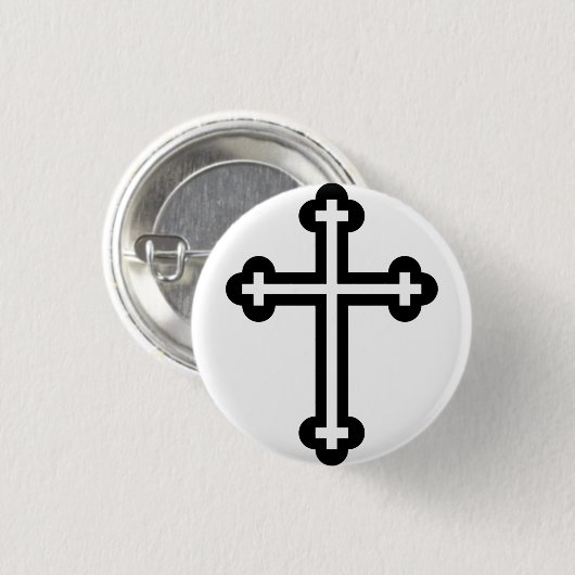 Zwart Christelijk kruis Ronde Button 3,2 Cm (Voorkant /achterkant)