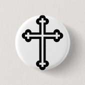 Zwart Christelijk kruis Ronde Button 3,2 Cm (Voorkant)