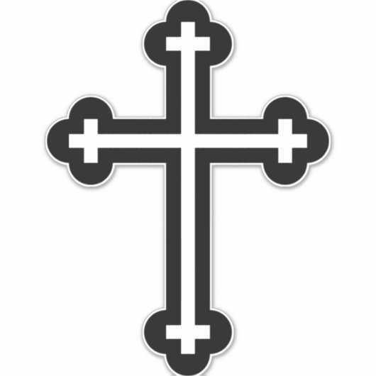 Zwart Christelijk kruis Sticker (Voorkant)