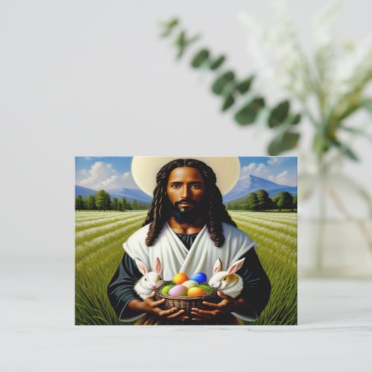 Zwart Christelijk Pasen Briefkaart (Staand voorkant)