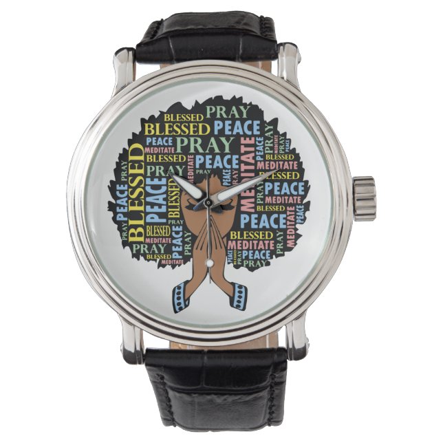 Zwart Christelijk Vrouw Melanine Vrouwen Bidden Horloge (Voorkant)